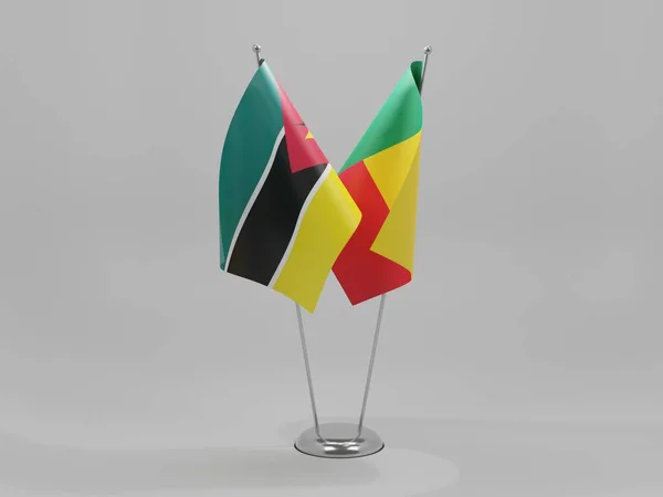 Benin Mosambik Kooperationsfahnen Weißer Hintergrund Render — Stockfoto