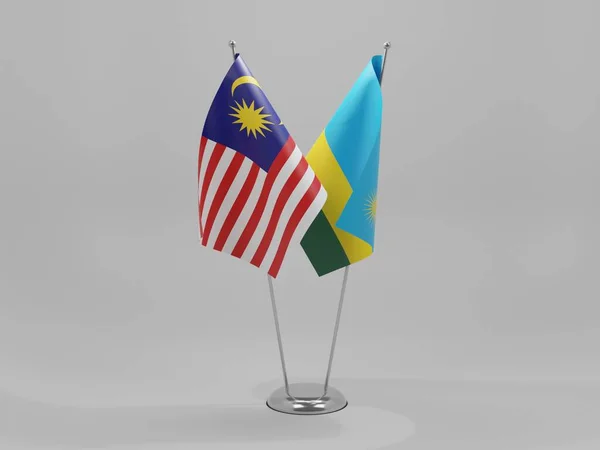 Rwanda Malaysia Cooperation Flags White Background Render — 图库照片