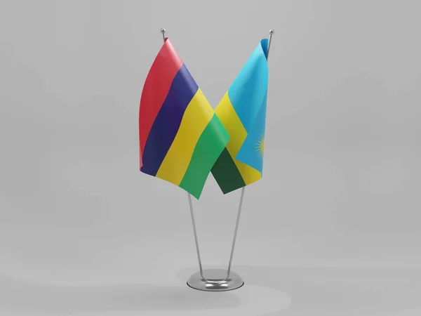 Rwanda Drapeaux Coopération Mauricien Fond Blanc Render — Photo