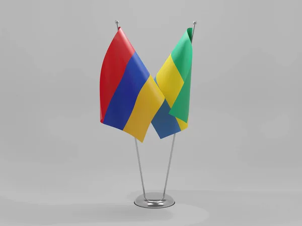 Gabon Armeniens Samarbetsflaggor Vit Bakgrund Render — Stockfoto