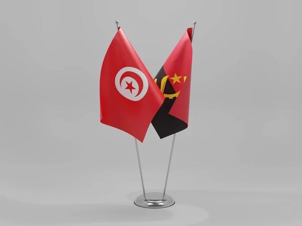 Angola Tunisia Cooperation Flags White Background Render — Stock Photo, Image