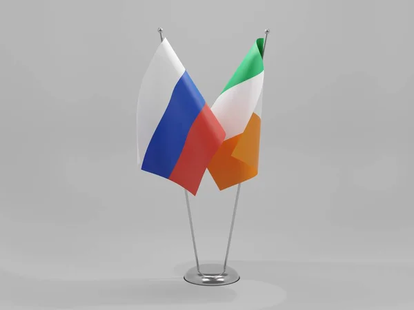 Drapeaux Coopération Irlande Russie Fond Blanc Render — Photo