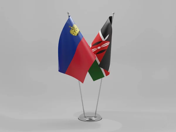 Kenia Banderas Cooperación Liechtenstein Fondo Blanco Render — Foto de Stock