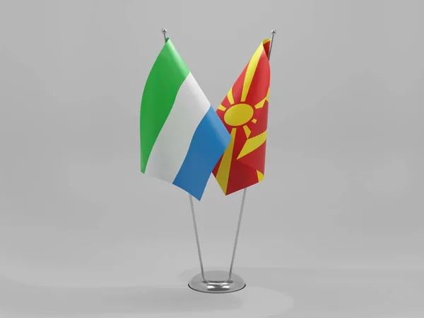 Mazedonien Sierra Leone Kooperationsfahnen Weißer Hintergrund Render — Stockfoto