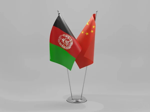 China Bandeiras Cooperação Afeganistão Fundo Branco Render — Fotografia de Stock