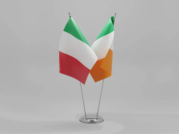 Drapeaux Coopération Irlande Italie Fond Blanc Render — Photo