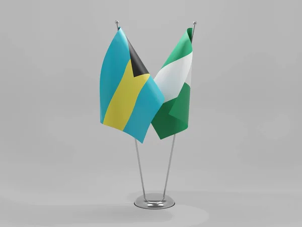 Nigéria Drapeaux Coopération Des Bahamas Fond Blanc Render — Photo