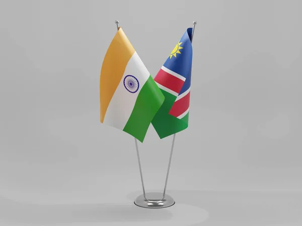Ναμίμπια Ινδία Σημαίες Συνεργασίας Λευκό Φόντο Render — Φωτογραφία Αρχείου