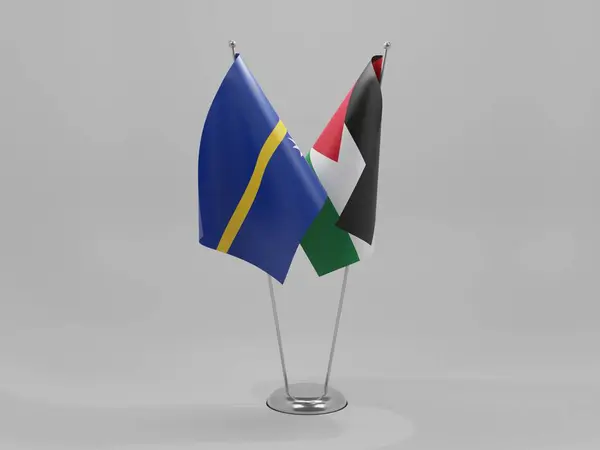 Ιορδανία Σημαίες Συνεργασίας Ναούρου Λευκό Φόντο Render — Φωτογραφία Αρχείου