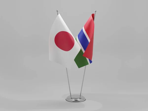 Gâmbia Bandeiras Cooperação Japão Fundo Branco Render — Fotografia de Stock