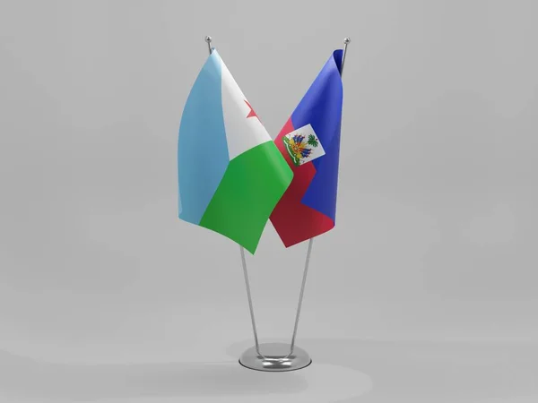 Haiti Flaggor För Samarbete Djibouti Vit Bakgrund Render — Stockfoto