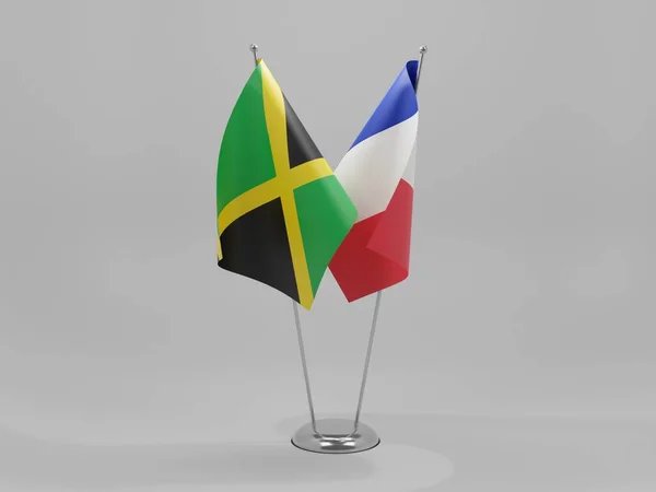 Banderas Cooperación Entre Francia Jamaica Fondo Blanco Render —  Fotos de Stock