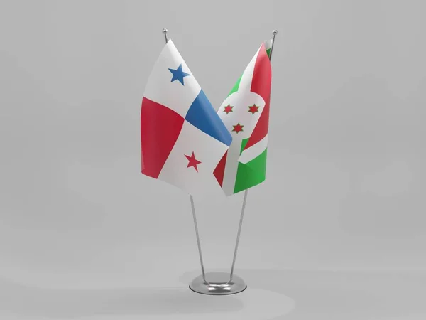 Burundi Bandiere Cooperazione Panama Sfondo Bianco Render — Foto Stock