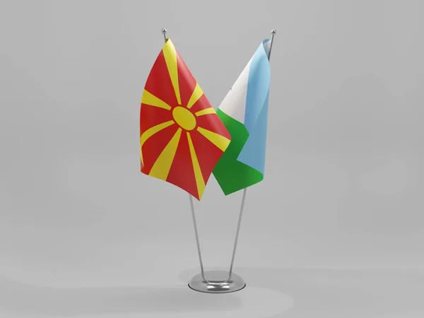 Djibuti Bandeiras Cooperação Macedônia Fundo Branco Render — Fotografia de Stock