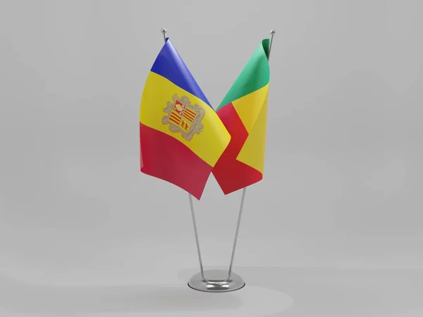 Benin Andorra Cooperation Flags White Background Render — 스톡 사진