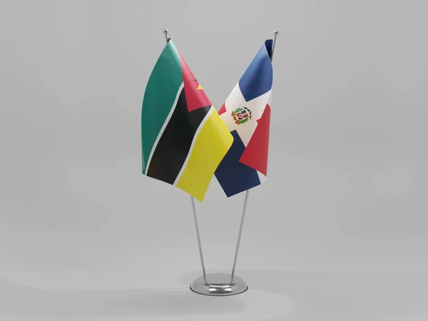 República Dominicana Banderas Cooperación Mozambique Fondo Blanco Render —  Fotos de Stock