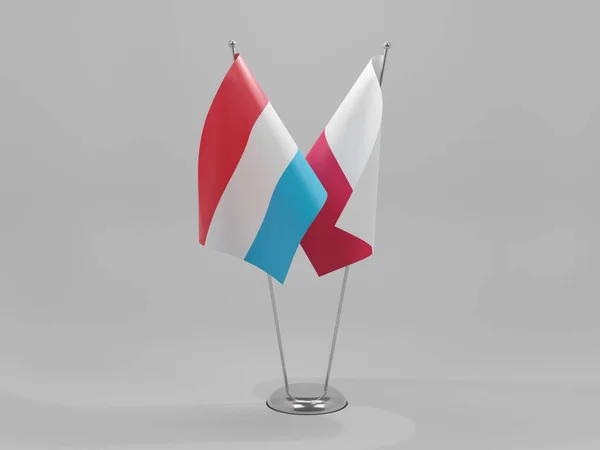 Σημαίες Συνεργασίας Πολωνίας Λουξεμβούργου Λευκό Φόντο Render — Φωτογραφία Αρχείου