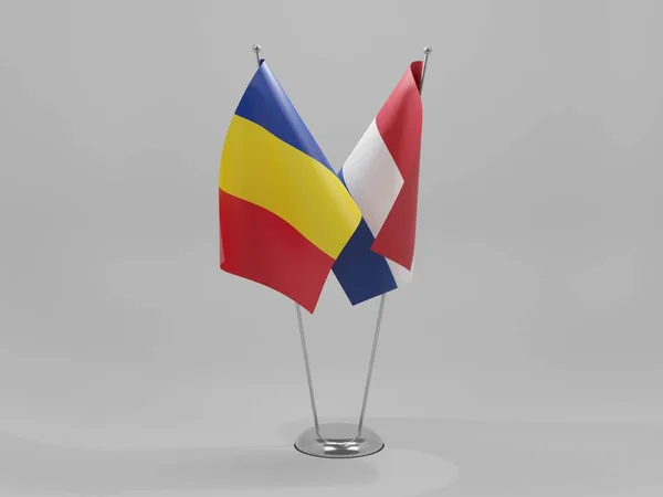 Nederland Roemenië Samenwerking Vlaggen Witte Achtergrond Render — Stockfoto