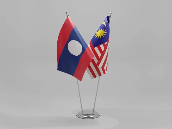 Malaysia Laos Cooperation Flags White Background Render — 스톡 사진