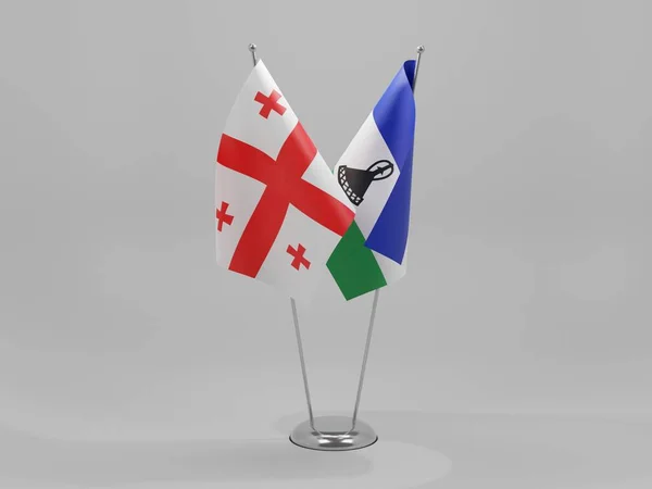 Lesotho Georgia Cooperation Flags White Background Render — Stock Photo, Image