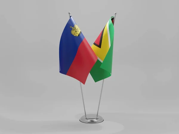 Guyana Liechtenstein Bandiere Cooperazione Sfondo Bianco Render — Foto Stock