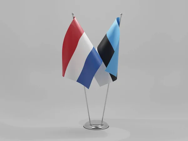 Estland Niederlande Kooperationsflaggen Weißer Hintergrund Render — Stockfoto