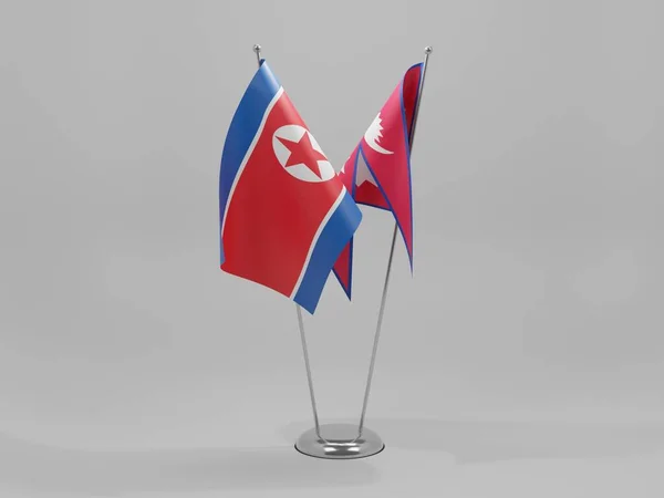 Nepal Noord Korea Samenwerkingsvlaggen Witte Achtergrond Render — Stockfoto