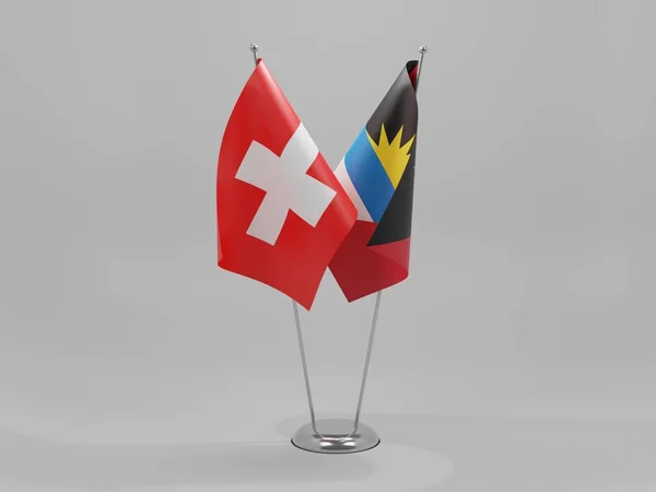 Antigua Barbuda Switzerland Cooperation Flags White Background Render — стокове фото