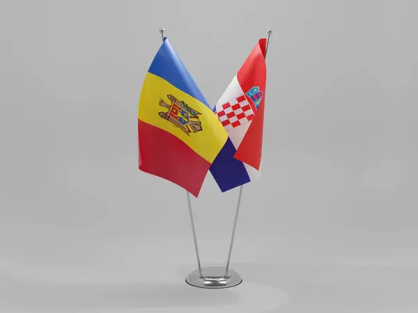 Croácia Moldávia Bandeiras Cooperação Fundo Branco Render — Fotografia de Stock