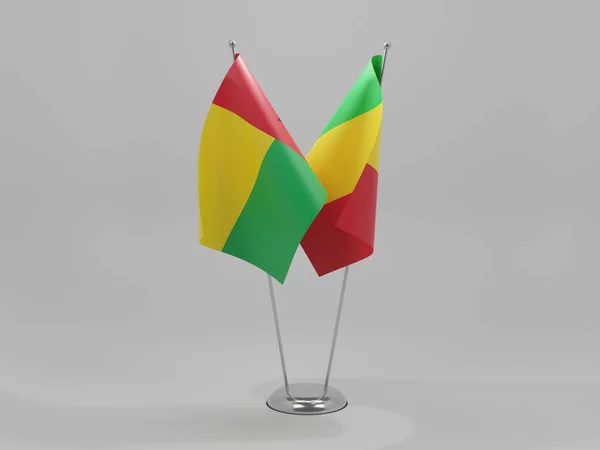 Malí Banderas Cooperación Guinea Bissau Fondo Blanco Render —  Fotos de Stock