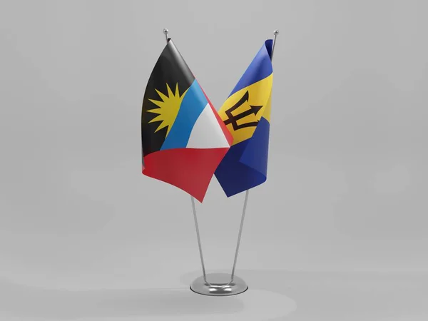 Barbados Antigua Barbuda Cooperation Flags White Background Render — 스톡 사진