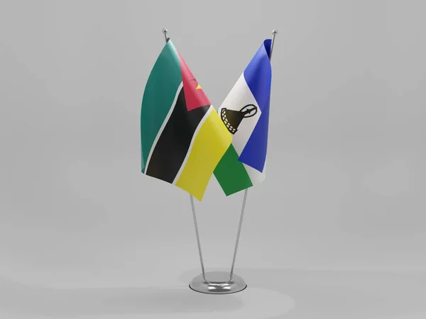 Lesotho Mozambik Şbirliği Bayrakları Beyaz Arkaplan Yapılandırma — Stok fotoğraf