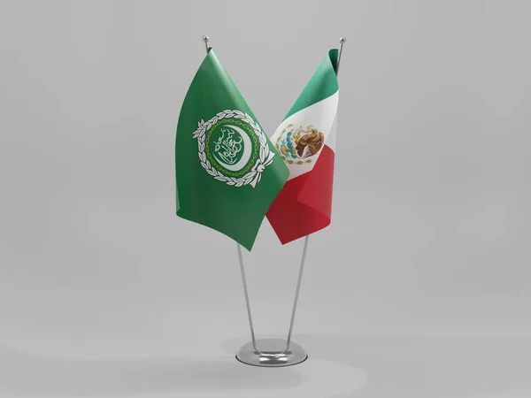 México Banderas Cooperación Liga Árabe Fondo Blanco Render — Foto de Stock