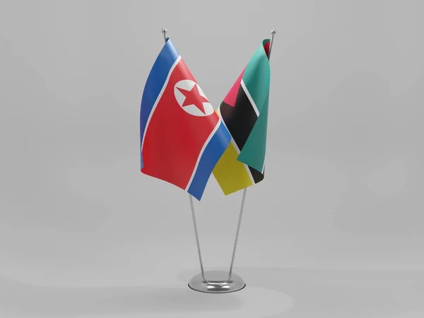 莫桑比克 北朝鲜合作旗 白色背景 3D渲染 — 图库照片