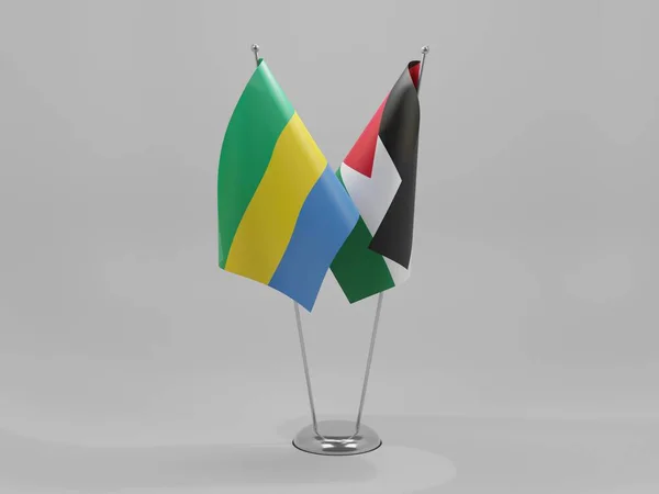 Jordânia Bandeiras Cooperação Gabão Fundo Branco Render — Fotografia de Stock