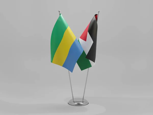 Jordanie Gabon Drapeaux Coopération Fond Blanc Render — Photo