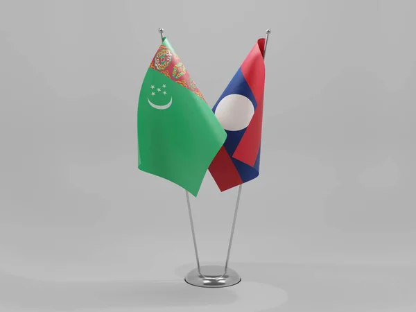 Laos Turkmenistan Cooperation Flags White Background Render — 스톡 사진
