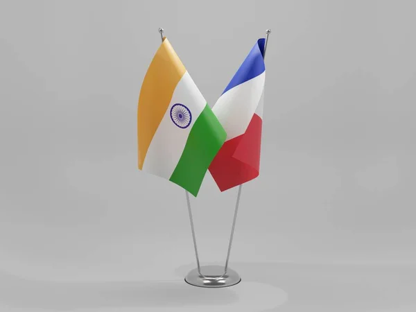 France India Cooperation Flags White Background Render — Stock Photo, Image