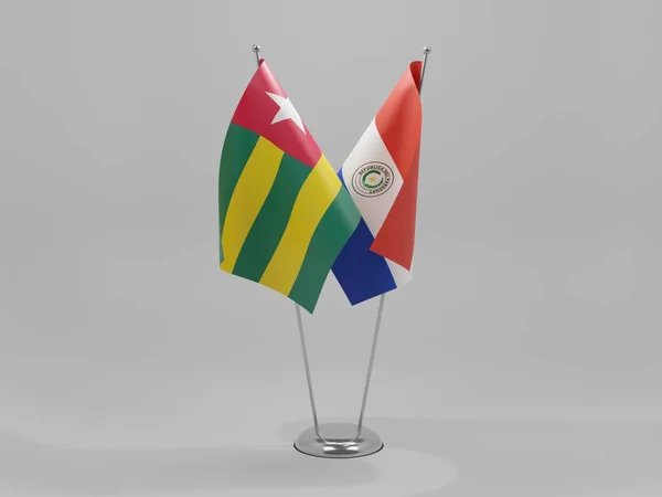 Paraguay Togo Samenwerking Vlaggen Witte Achtergrond Render — Stockfoto