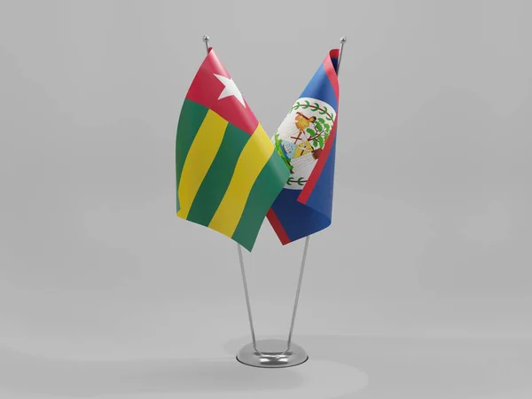 Belize Togo Kooperace Vlajky Bílé Pozadí Vykreslení — Stock fotografie