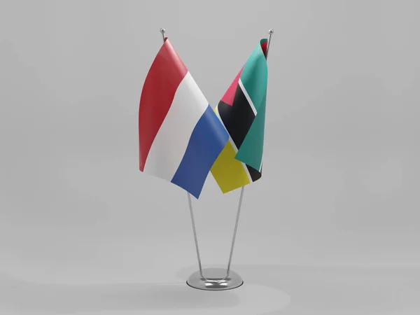 Mozambik Holandia Flagi Współpracy Białe Tło Render — Zdjęcie stockowe