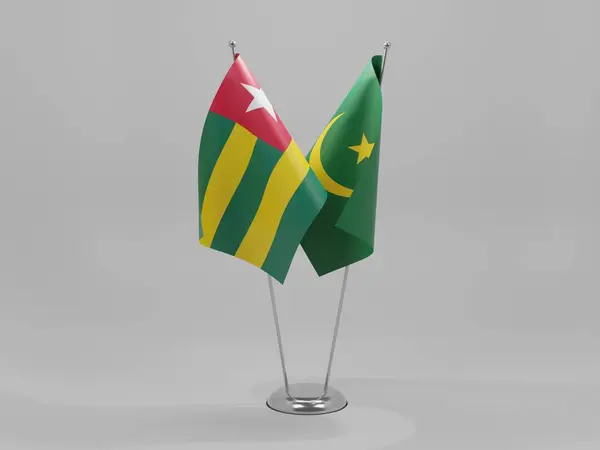 Mauritânia Bandeiras Cooperação Togo Fundo Branco Render — Fotografia de Stock