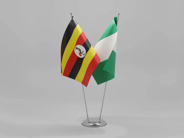 Nigeria Bandiere Cooperazione Uganda Sfondo Bianco Render — Foto Stock