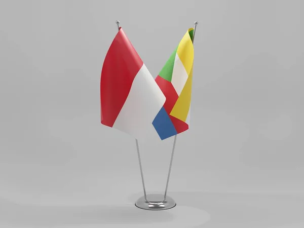 Comoren Indonesië Samenwerking Vlaggen Witte Achtergrond Render — Stockfoto