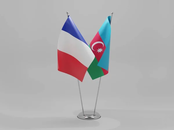 Азербайджан Франція Прапори Співробітництва Біле Тло Рендер — стокове фото