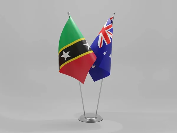 Australië Saint Kitts Nevis Samenwerkingsvlaggen Witte Achtergrond Render — Stockfoto