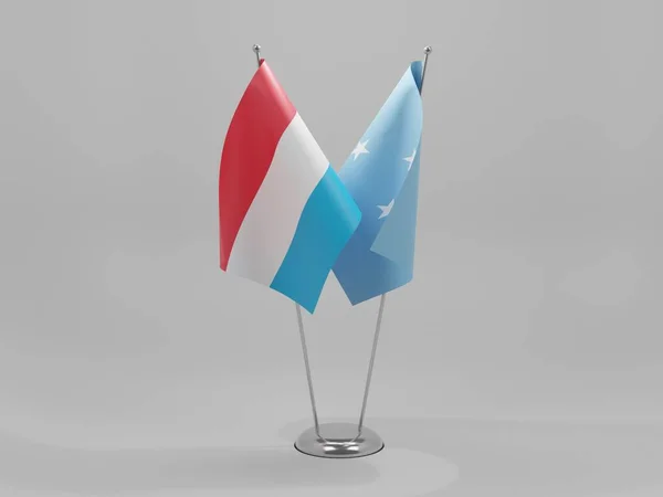 Micronesia Banderas Cooperación Luxemburgo Fondo Blanco Render —  Fotos de Stock
