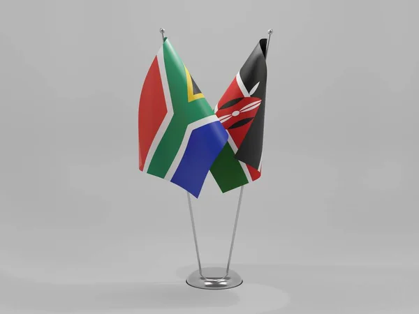 Kenya Dél Afrikai Együttműködés Zászlók Fehér Háttér Render — Stock Fotó