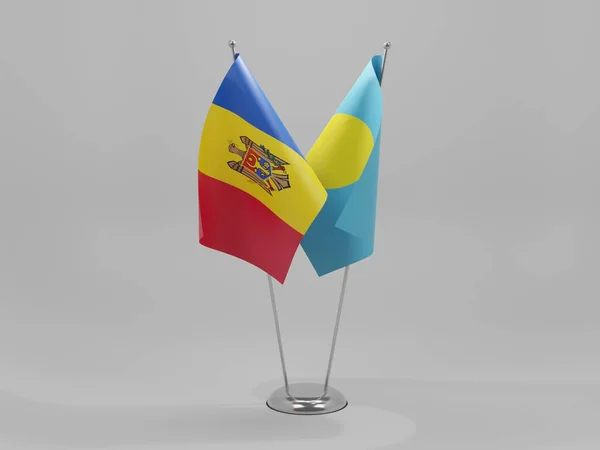 Palau Mołdawia Flagi Współpracy Białe Tło Render — Zdjęcie stockowe