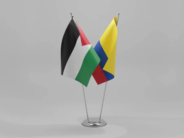 Kolumbia Palestyna Flagi Współpracy Białe Tło Render — Zdjęcie stockowe